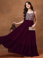 Girls Embellished Sweetheart Neck A-Line Maxi Dress