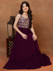 Girls Embellished Sweetheart Neck A-Line Maxi Dress