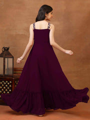 Girls Embellished Sweetheart Neck A-Line Maxi Dress