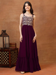 Girls Embellished Sweetheart Neck A-Line Maxi Dress