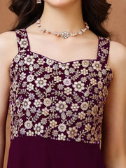 Girls Embellished Sweetheart Neck A-Line Maxi Dress