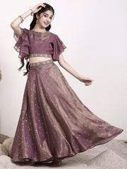 Girls Embroidered Sequinned Ready to Wear Lehenga & Blouse