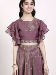Girls Embroidered Sequinned Ready to Wear Lehenga & Blouse