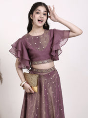Girls Embroidered Sequinned Ready to Wear Lehenga & Blouse