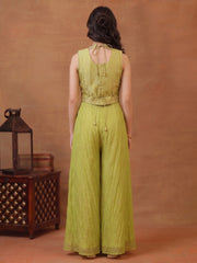 Girls Floral Embroidered Regular Thread Work Kurta with Palazzos & With Dupatta