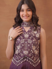 Girls Ethnic Motifs Embroidered Regular Thread Work Kurti with Palazzos
