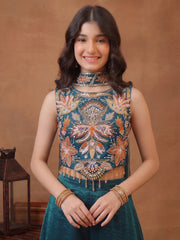 Girls Ethnic Motifs Embroidered Regular Thread Work Kurta with Palazzos