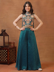 Girls Ethnic Motifs Embroidered Regular Thread Work Kurta with Palazzos
