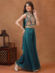 Girls Ethnic Motifs Embroidered Regular Thread Work Kurta with Palazzos