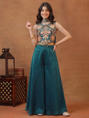 Girls Ethnic Motifs Embroidered Regular Thread Work Kurta with Palazzos