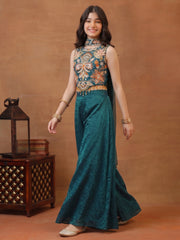 Girls Ethnic Motifs Embroidered Regular Thread Work Kurta with Palazzos