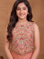 Girls Ethnic Motifs Embroidered Regular Thread Work Top with Palazzos