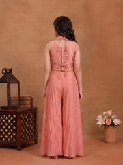 Girls Ethnic Motifs Embroidered Regular Thread Work Top with Palazzos