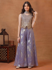 Girls Ethnic Motifs Embroidered Regular Kurta with Palazzos
