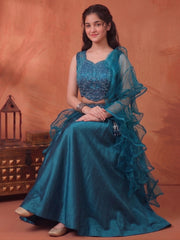 Girls Embroidered Mirror Work Ready to Wear Lehenga