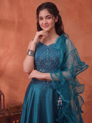 Girls Embroidered Mirror Work Ready to Wear Lehenga