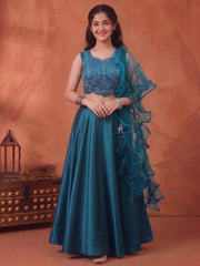 Girls Embroidered Mirror Work Ready to Wear Lehenga