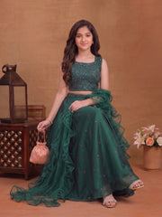 Girls Embroidered Mirror Work Ready to Wear Lehenga