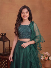 Girls Embroidered Mirror Work Ready to Wear Lehenga