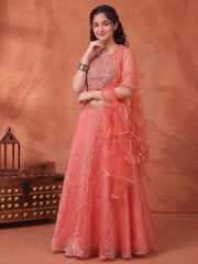 Girls Embellished Sequinned Ready to Wear Lehenga
