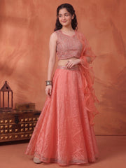 Girls Embellished Sequinned Ready to Wear Lehenga