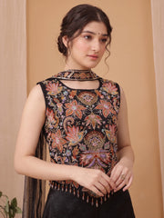 Girls Floral Embroidered Regular Thread Work Kurti with Palazzos & With Dupatta
