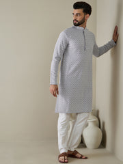 Men Ethnic Motifs Embroidered Regular Thread Work Kurta with Trousers