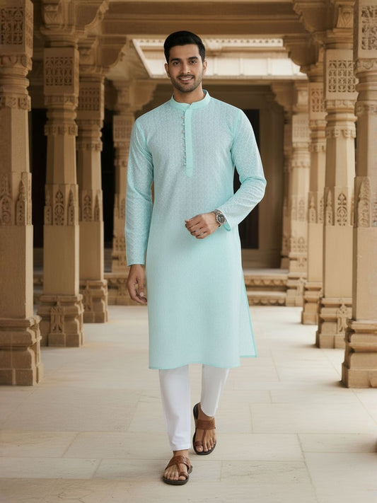 Men Ethnic Motifs Regular Thread Work Kurta with Pyjamas