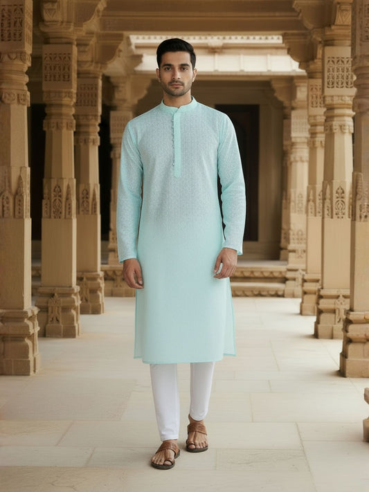Men Ethnic Motifs Regular Thread Work Kurta with Pyjamas