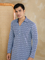 Men Ethnic Motifs Embroidered Regular Chikankari Kurta with Trousers