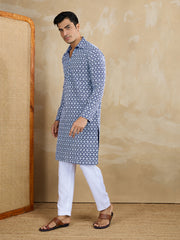 Men Ethnic Motifs Embroidered Regular Chikankari Kurta with Trousers