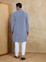 Men Ethnic Motifs Embroidered Regular Chikankari Kurta with Trousers