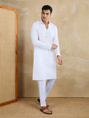 Floral Embroidered Chikankari Shirt Collar Straight Kurta With Trousers