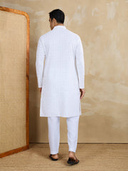 Floral Embroidered Chikankari Shirt Collar Straight Kurta With Trousers