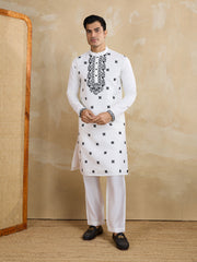 Men Solid Embroidered Kurta with Trousers