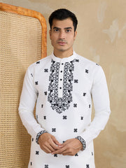 Men Solid Embroidered Kurta with Trousers