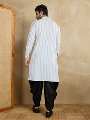 Ethnic Motifs Woven Design Mandarin Collar Pure Cotton Straight Kurta