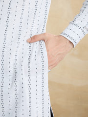 Ethnic Motifs Woven Design Mandarin Collar Pure Cotton Straight Kurta