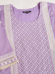 Women Ethnic Motifs Embroidered Regular Thread Work Kurta with Trousers & Dupatta