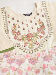 Women Floral Print Regular Thread Work Anarkali Kurta with Trousers & Dupatta