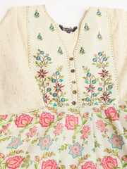 Women Floral Embroidered Thread Work Anarkali Kurta with Trousers & Dupatta