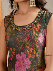 Women Floral Printed Regular Beads and Stones Kurta with Palazzos & With Dupatta