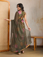 Women Floral Printed Regular Beads and Stones Kurta with Palazzos & With Dupatta