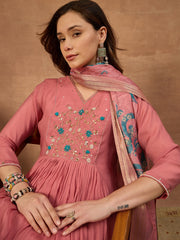 Women Floral Thread and Sequinned Embroidered Kurta & Trouser with Dupatta