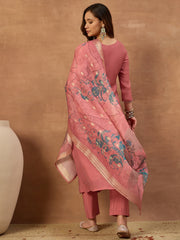 Women Floral Thread and Sequinned Embroidered Kurta & Trouser with Dupatta