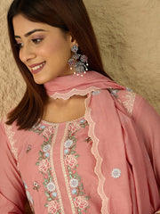 Women Floral Thread and Sequinned Embroidered Kurta & Trouser with Dupatta