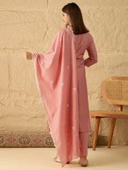 Women Floral Thread and Sequinned Embroidered Kurta & Trouser with Dupatta