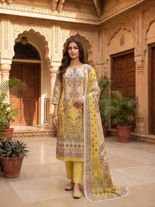 Women Ethnic Motifs Printed Regular Sequinned Kurta with Trousers & With Dupatta