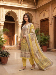 Women Ethnic Motifs Printed Regular Sequinned Kurta with Trousers & With Dupatta