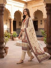 Women Floral Printed Regular Sequinned Kurta with Trousers & With Dupatta